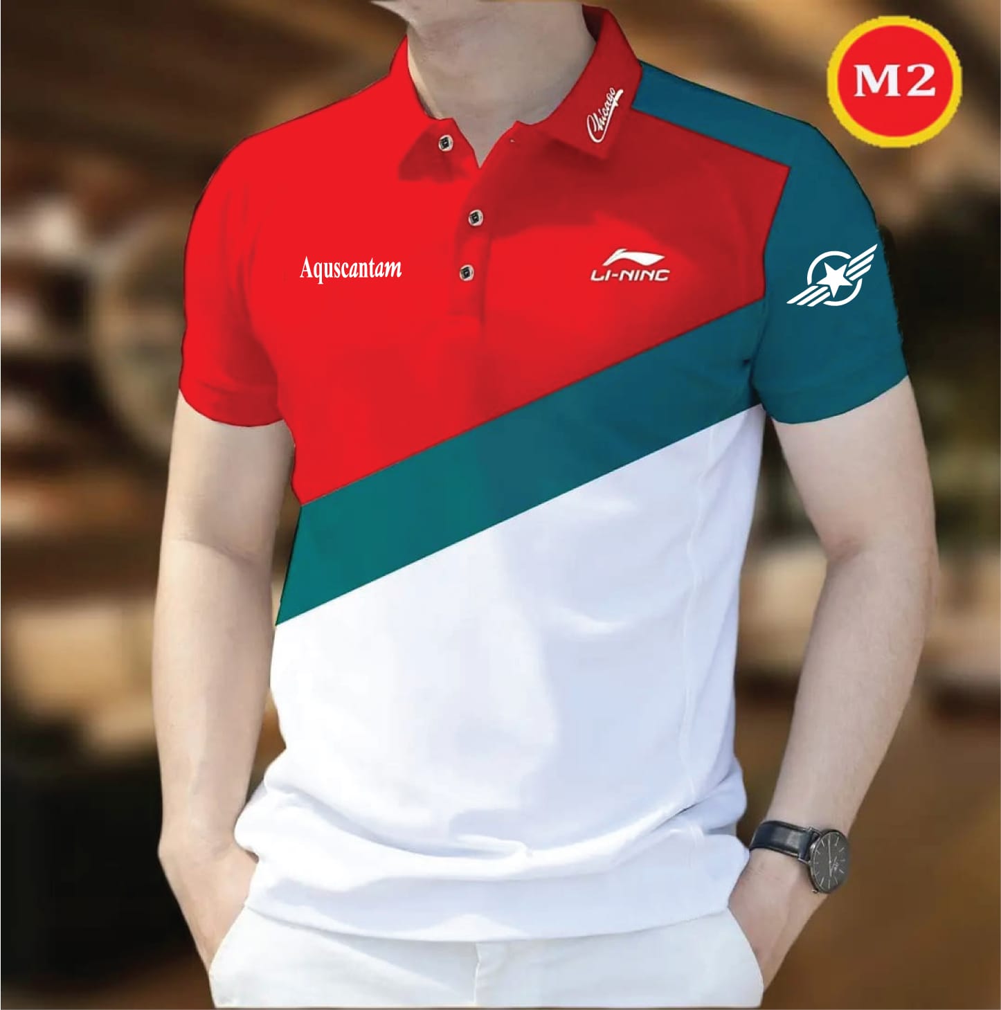 PK Cotton Polo Shirt For Men's 2 part Red/White