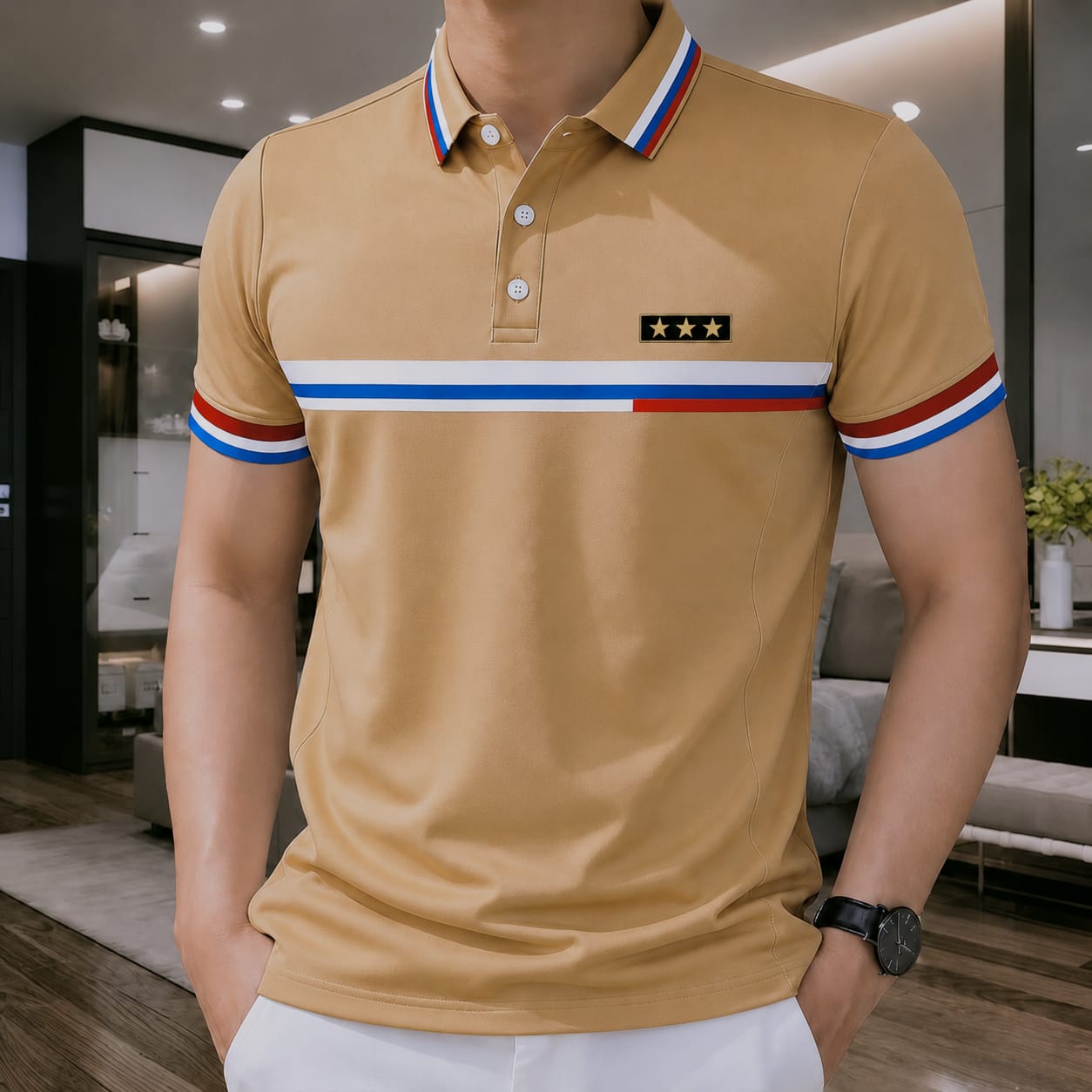 PK Cotton Polo Shirt For Men's (3 Star Biscuit)